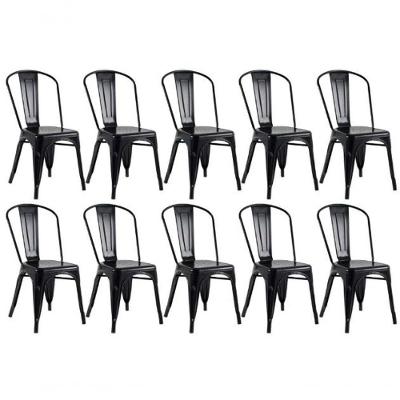 Kit 10 Cadeiras Tolix Fosca – Aço Industrial Preto, Estilo Retrô Para Sala, Cozinha Ou Escritório