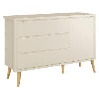 Cômoda Infantil Theo 1 Porta E 3 Gavetas Areia Fosco Com Pés Madeira Natural - Reller Móveis Areia Fosco - 2