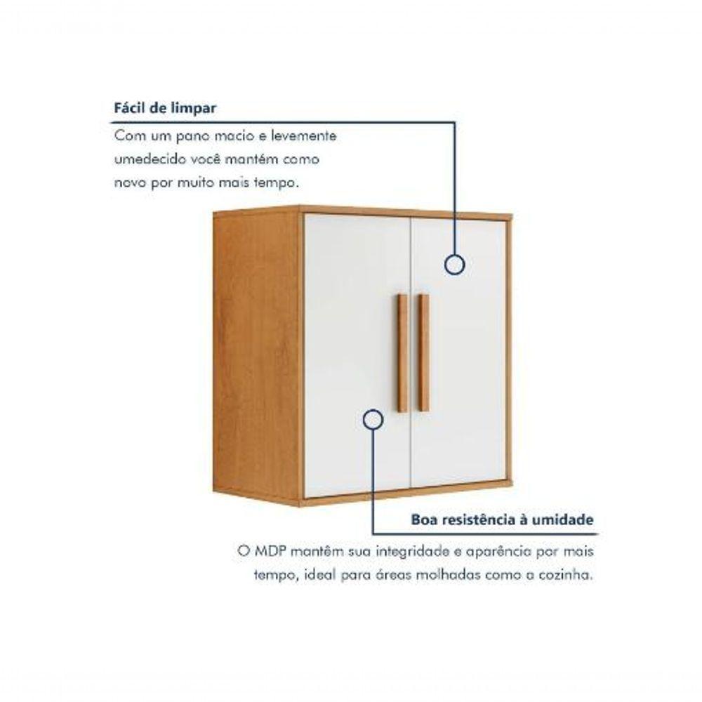 Armário Aéreo 2 Portas Lorena Kaiki Móveis - Nature/off - 5