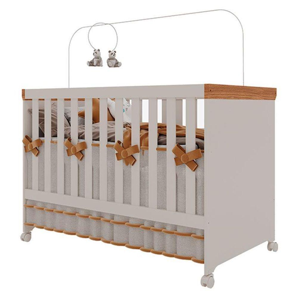 Berço Americano Mini Cama Antonella Off White Caramelo Com Colchão Ortobom – Canaã - 2
