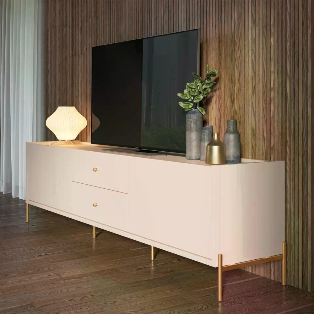 Rack Para Tv Até 75 Polegadas 2 Portas 2 Gavetas Jasper Off White 185cm - 9