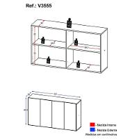 Aparador Buffet 4 Portas Veneza Multimóveis V3555 Preto - 6