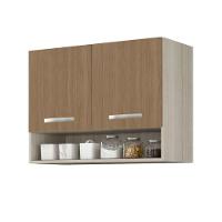 Armario Aereo Cozinha 2 Portas 0,80 Cm Com Nicho Alice Elmo/marrom Hr Móveis - 2