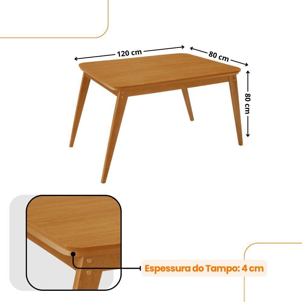 Mesa De Jantar Copper 120cm Tampo Mdf Com 4 Cadeiras Eloise Linho Capuccino/naturale/naturale - 4
