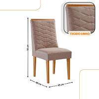 Mesa De Jantar Copper 120cm Tampo Mdf Com 4 Cadeiras Eloise Linho Capuccino/naturale/naturale - 3