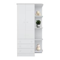 Jogo De Quarto Infantil Doce Sonho Guarda Roupa 2 Portas E Cômoda Trocador Branco - Qmovi Branco - 2