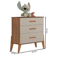 Berço Americano Retro Maya Com Cômoda Gaveteiro Emilly Off White Carvalho - Canaã - 3