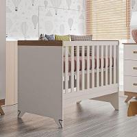 Berço Americano Retro Maya Com Cômoda Gaveteiro Emilly Off White Carvalho - Canaã - 1