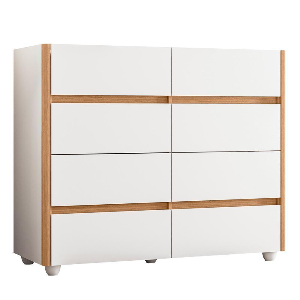 Cômoda Aparador Infinite 8 Gavetas Branco/freijó - Móveis Albatroz Branco/freijó - 1