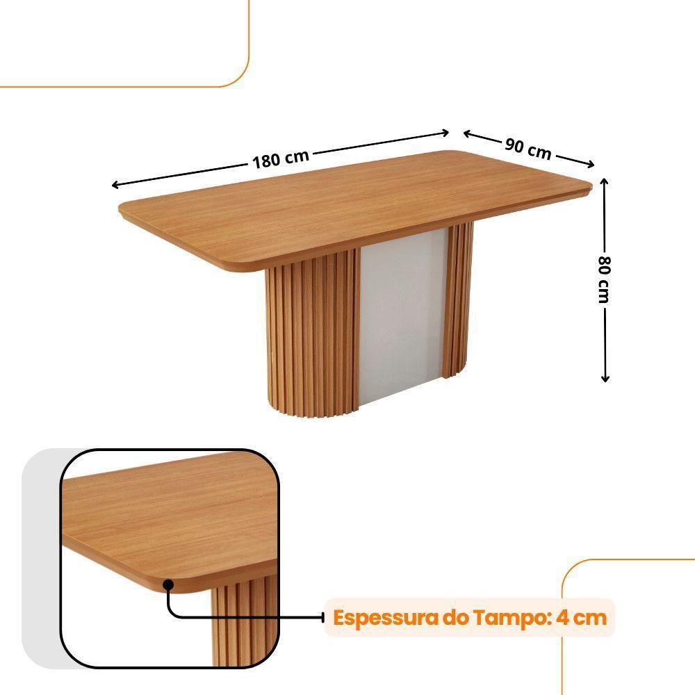 Mesa De Jantar Aspen 180cm Tampo Mdf Laminado 6 Cad Lisboa Tork /naturale /off White - 3