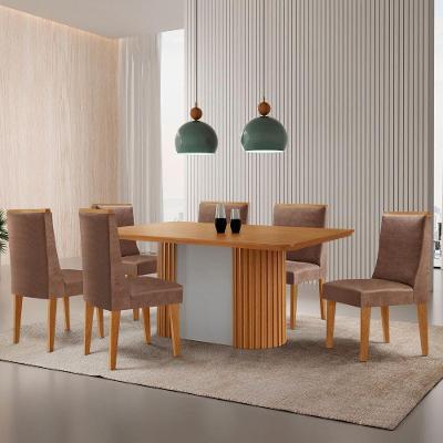 Mesa De Jantar Aspen 180cm Tampo Mdf Laminado 6 Cad Lisboa Tork /naturale /off White