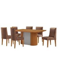 Mesa De Jantar Aspen 180cm Tampo Mdf Laminado 6 Cad Lisboa Tork /naturale /off White - 2