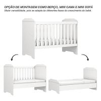 Berço Americano Mini Cama E Cômoda Mel Flat Branco Brilho Com Colchão Ortobom - Carolina