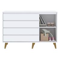 Berço Americano Ludmila E Cômoda Gran Lorena Branco Acetinado Bétula Com Colchão Ortobom – Carolina Baby - 2