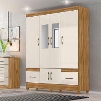 Guarda Roupa Casal Ambiente Ms912 6 Portas Freijó Off White Com Espelho - Moval - 1