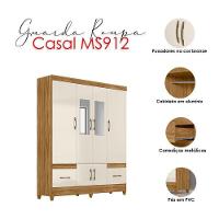 Guarda Roupa Casal Ambiente Ms912 6 Portas Freijó Off White Com Espelho - Moval