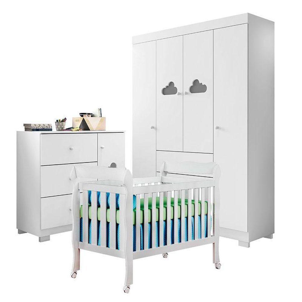 Quarto De Bebê Ane Com Berço Americano Lila Branco Brilho – Phoenix Baby - 1