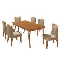 Mesa De Jantar Copper 180cm Tampo Mdf Com 6 Cadeiras Eloise Turim 07/naturalle/naturalle - 2