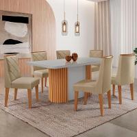 Mesa De Jantar Aspen 180cm Tampo Mdf Vidro 6 Cad Isadora Turim 07/nat/off/serig. Off - 1