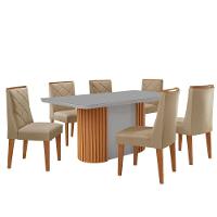 Mesa De Jantar Aspen 180cm Tampo Mdf Vidro 6 Cad Isadora Turim 07/nat/off/serig. Off - 2