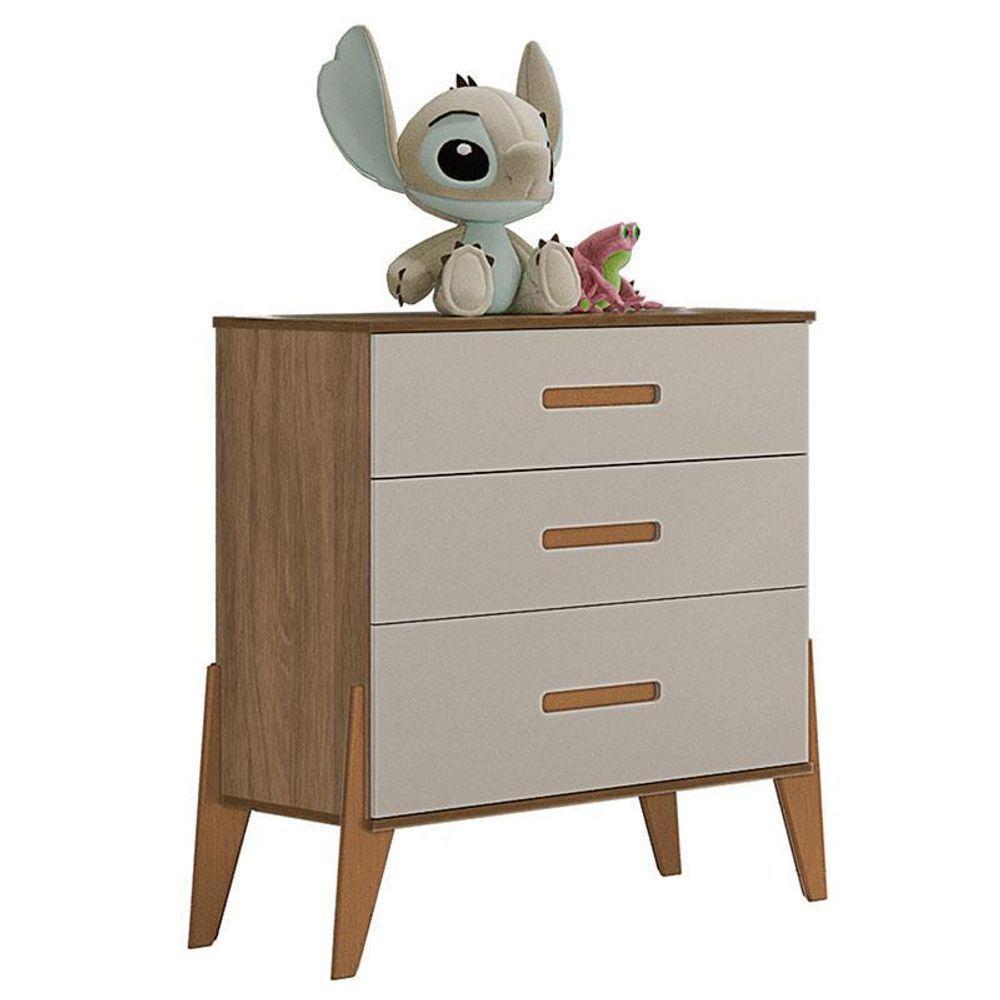 Berço Americano Retro Vitória E Cômoda Gaveteiro Infantil Emilly Off White Carvalho Com Colchão Gazin - Canaã - 3