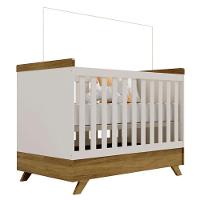 Berço Americano Retro Vitória E Cômoda Gaveteiro Infantil Emilly Off White Carvalho Com Colchão Gazin - Canaã - 2