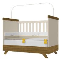 Berço Americano Retro Vitória E Cômoda Gaveteiro Infantil Emilly Off White Carvalho Com Colchão Gazin - Canaã - 6