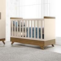 Berço Americano Retro Vitória E Cômoda Gaveteiro Infantil Emilly Off White Carvalho Com Colchão Gazin - Canaã - 7