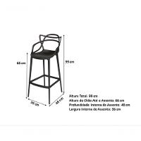 Kit Com 4 Banqueta Média Masters Allegra Empilhavel Resistente - 66 Cm - Preto - 3