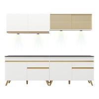 Armário De Cozinha Compacta 240cm Com Leds Veneza Up Multimóveis V2021 Branco/dourado Branco/dourado - 2