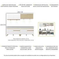 Armário De Cozinha Compacta 240cm Com Leds Veneza Up Multimóveis V2021 Branco/dourado Branco/dourado - 5