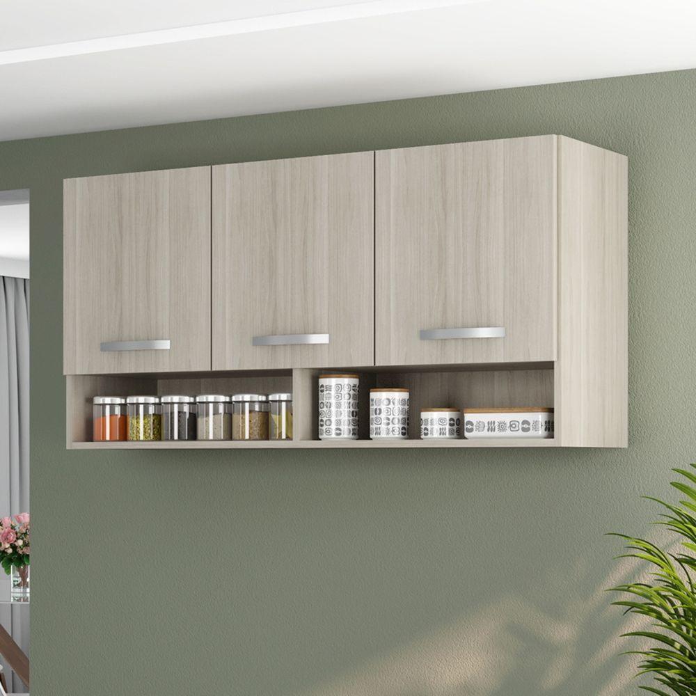 Armario Aereo Cozinha 3 Portas 1,20 M Com Nicho Alice Plus Elmo/elmo Hr Móveis - 1