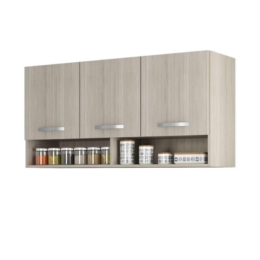 Armario Aereo Cozinha 3 Portas 1,20 M Com Nicho Alice Plus Elmo/elmo Hr Móveis - 2