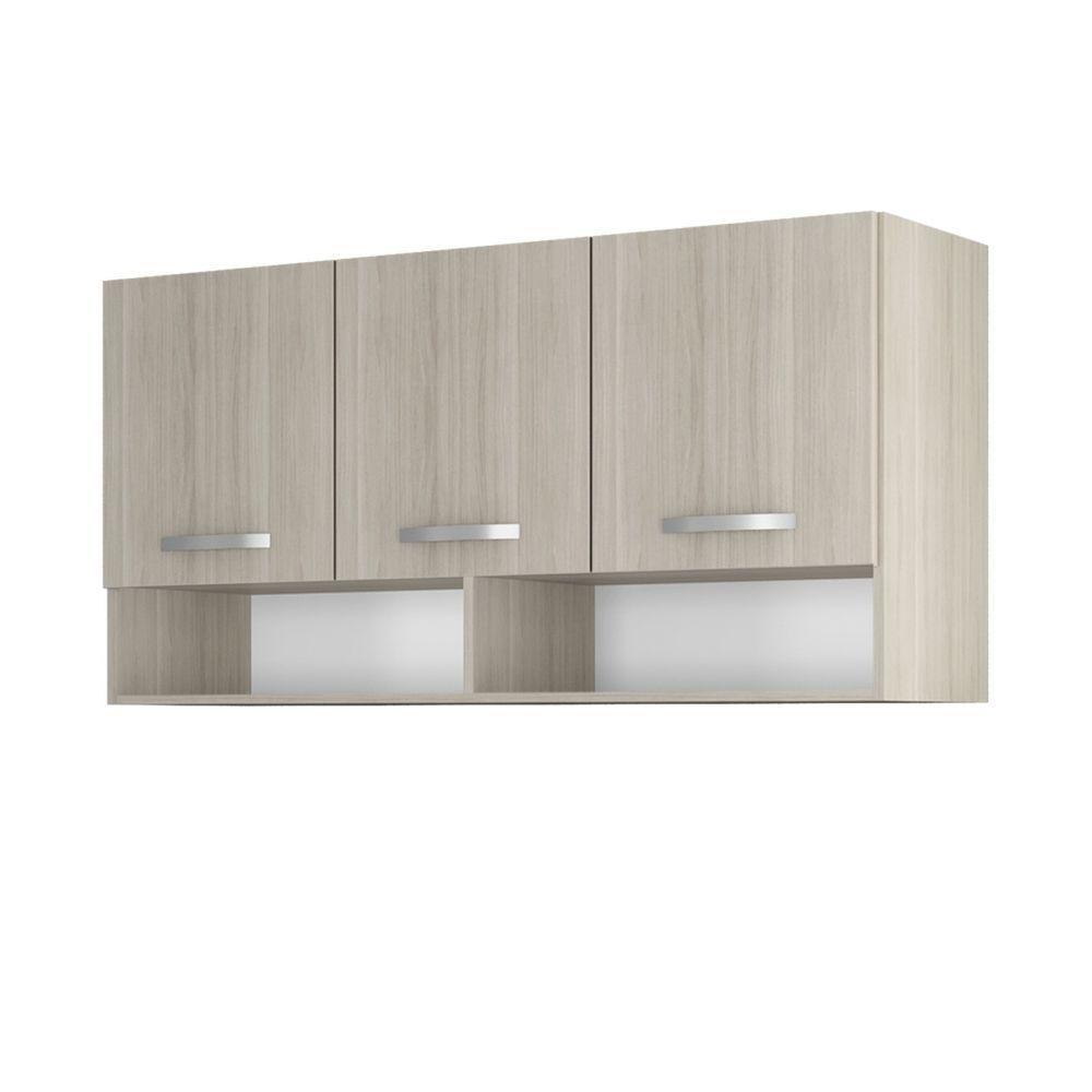 Armario Aereo Cozinha 3 Portas 1,20 M Com Nicho Alice Plus Elmo/elmo Hr Móveis - 3