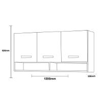 Armario Aereo Cozinha 3 Portas 1,20 M Com Nicho Alice Plus Elmo/elmo Hr Móveis - 5