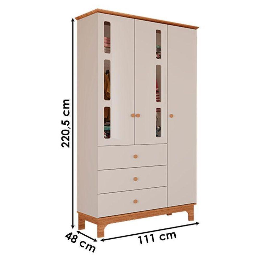 Berço Americano Mini Cama Com Guarda Roupa Infantil Antonella 3 Portas Off White Caramelo - Canaã - 7