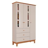 Berço Americano Mini Cama Com Guarda Roupa Infantil Antonella 3 Portas Off White Caramelo - Canaã - 3