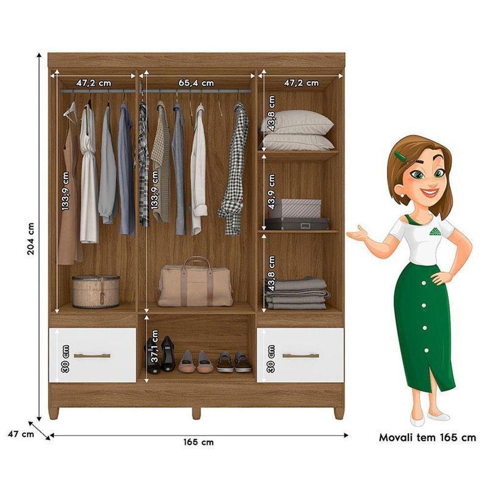 Guarda Roupa Casal Ambiente Ms912 6 Portas Naturale Branco - Moval - 2
