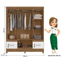 Guarda Roupa Casal Ambiente Ms912 6 Portas Naturale Branco - Moval - 2