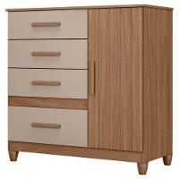 Guarda Roupa Solteiro Aruba Com Espelho E Cômoda Vênus Com Pés Carvalho Fendi – Moval - 5