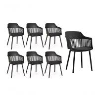 Kit 7 Cadeiras Polipropileno Marcela Montreal Preta Para Sala De Jantar Ou Escritório - 1