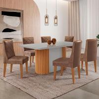Mesa De Jantar Aspen 180cm Tampo Mdf Vidro 6 Cad Isadora Tork /nat/off/serig. Off - 1