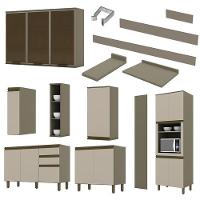 Cozinha Completa 8 Peças Connect Duna/cristal Com Aéreo Vidro E Rodapé - Móveis Henn Duna/cristal - 3