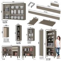Cozinha Completa 8 Peças Connect Duna/cristal Com Aéreo Vidro E Rodapé - Móveis Henn Duna/cristal - 4
