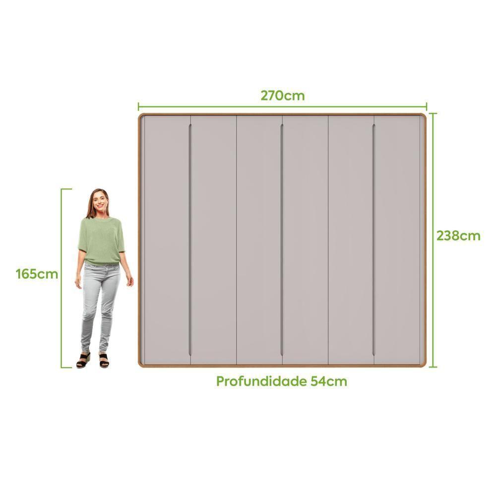 Guarda Roupa Casal 6 Portas 6 Gavetas Loop Amêndoa Clean E Off White - 3