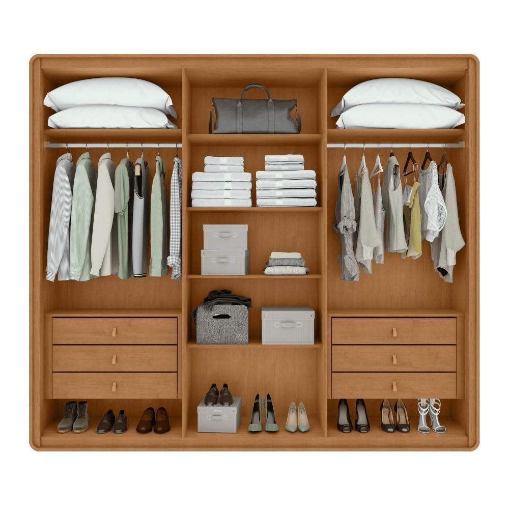 Guarda Roupa Casal 6 Portas 6 Gavetas Loop Amêndoa Clean E Off White - 4