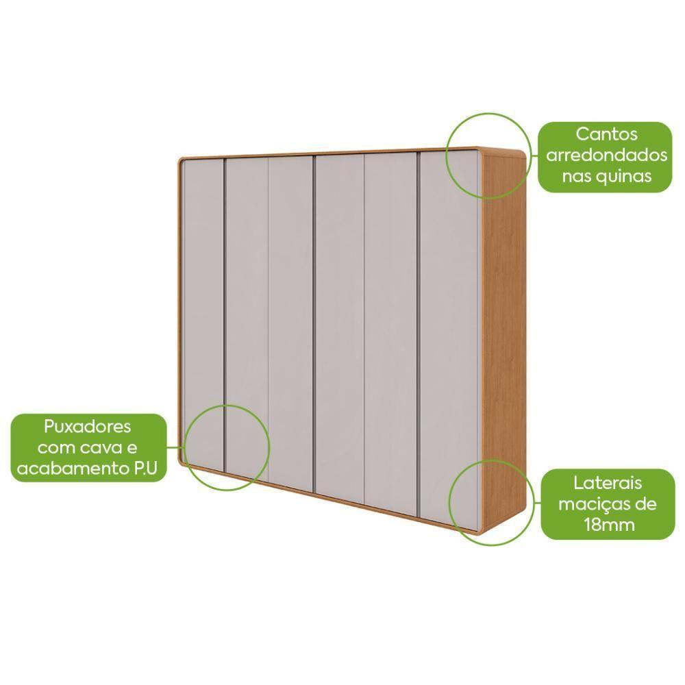 Guarda Roupa Casal 6 Portas 6 Gavetas Loop Amêndoa Clean E Off White - 6