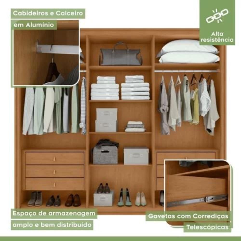 Guarda Roupa Casal 6 Portas 6 Gavetas Loop Amêndoa Clean E Off White - 9