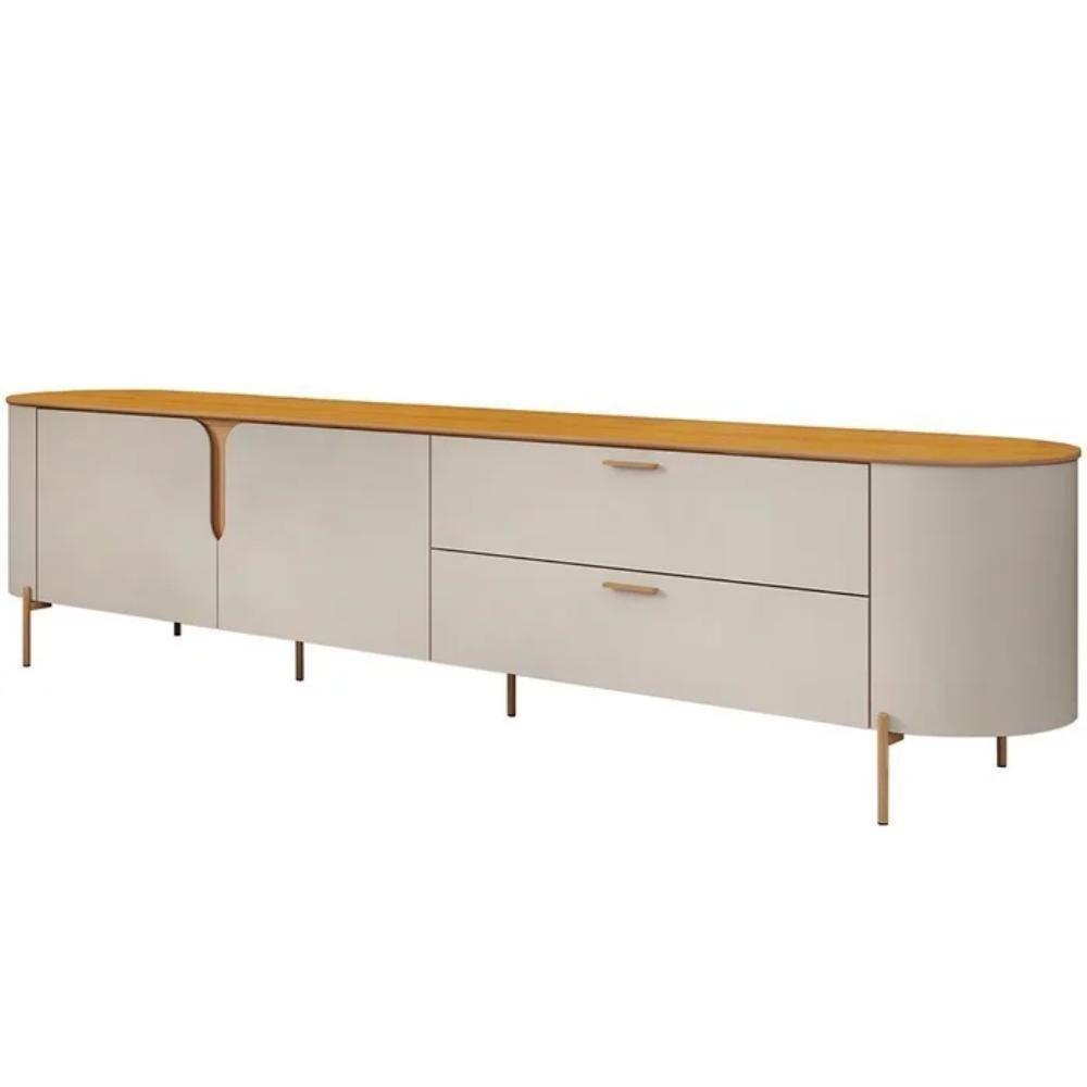 Rack Para Tv Até 75 Polegadas 2 Portas 2 Gavetas Com Led Celine Off White 240cm - 2