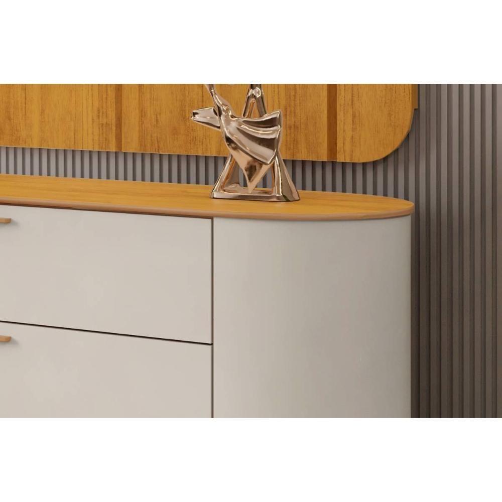 Rack Para Tv Até 75 Polegadas 2 Portas 2 Gavetas Com Led Celine Off White 240cm - 4